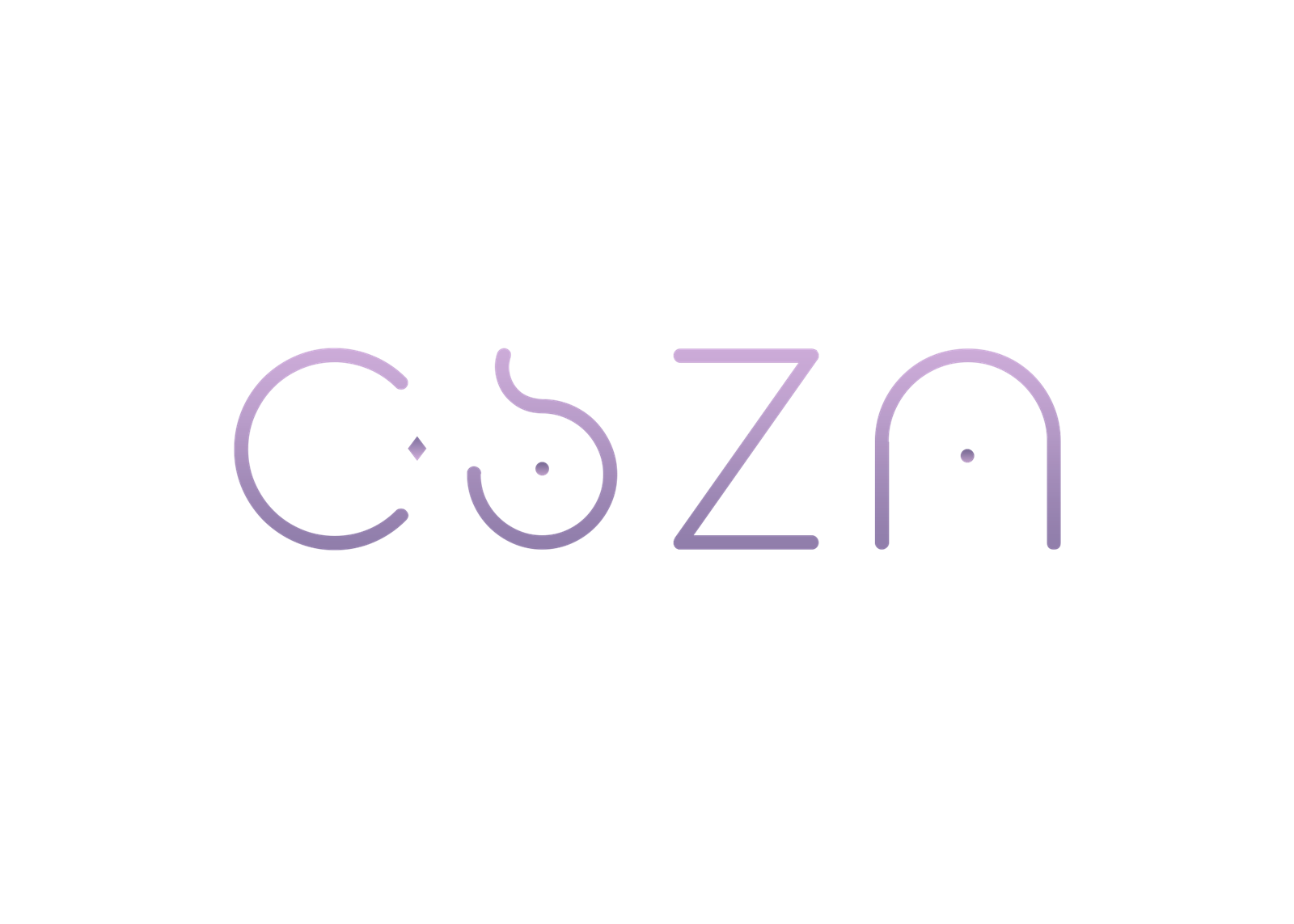 CSZN wordmark drawn as geometric monoline letterforms in a purple gradient