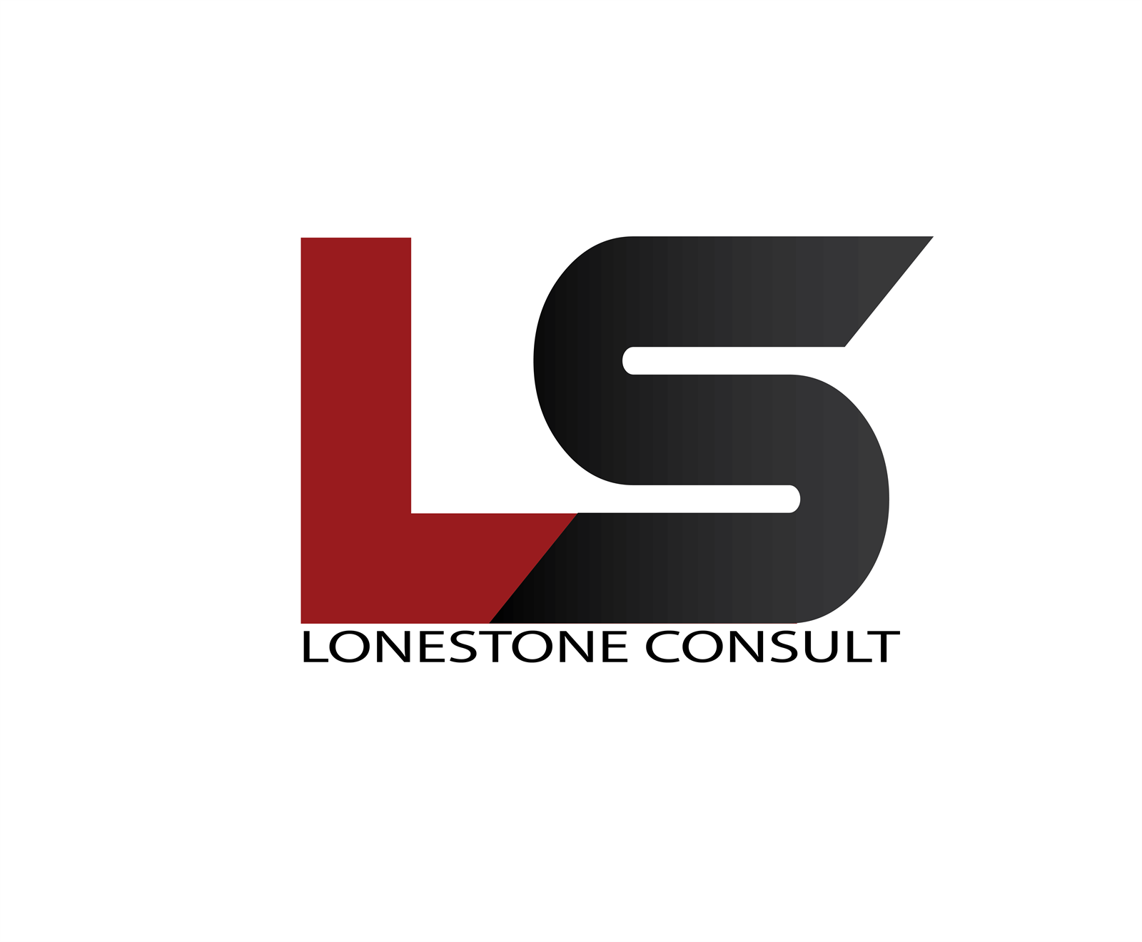 Lonestone Consult logo: an angular LS monogram in red and black above the company name